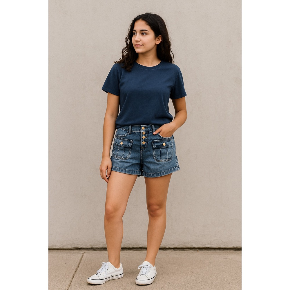 NO BOUNDARIES Women's Size 5 High Rise Button Fly Denim Shorts – Streetwear Y2K